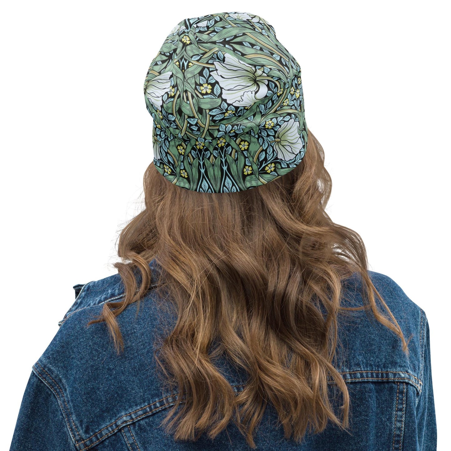 Slouchy Beanies Boho Beanie Skull Cap Thin Soft Caps Boho Hats Lightweight Bonnet Hat Hippie Stretchy Floral Beanie William Morris Iris