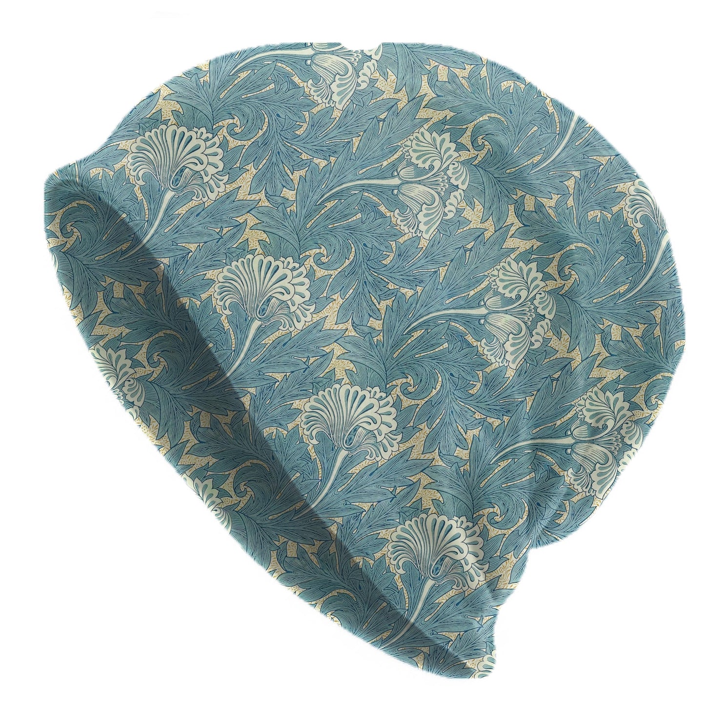 Tulip William Morris Beanie – Vintage Floral Slouch Hat, Elegant Heritage Pattern, Soft Botanical Design, Women’s Hat & Men’s Beanie
