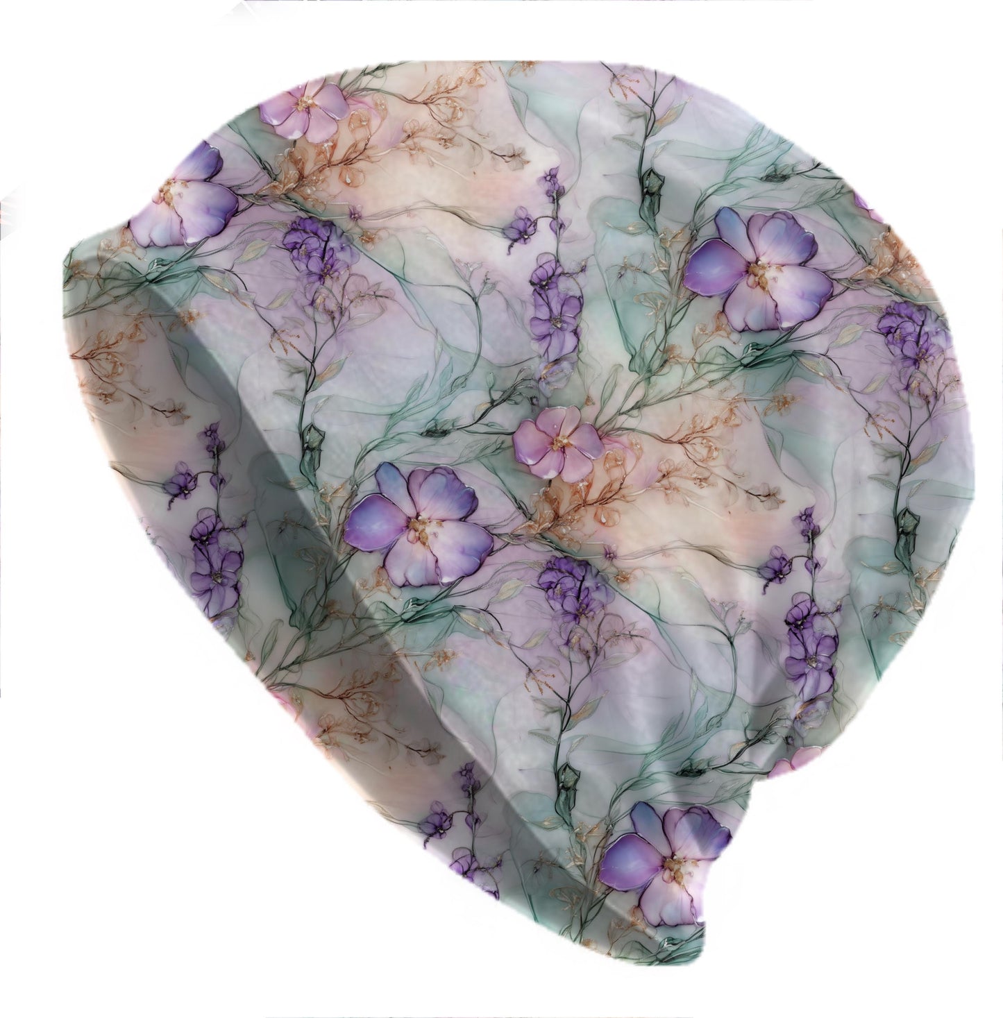 Fluid Flowers Watercolor Floral Slouchy Beanie – Thin Stretchy Unisex Skull Cap for Men & Women, Pastel Botanical Bonnet
