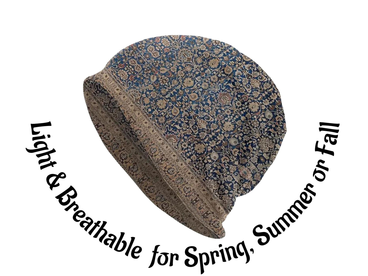 Men or Women Floral Pattern Headwear Slouch Beanie Headwear Lightweight Beanie Skull Cap Bonnet Vintage Style Skully Summer Hat Wildflowers