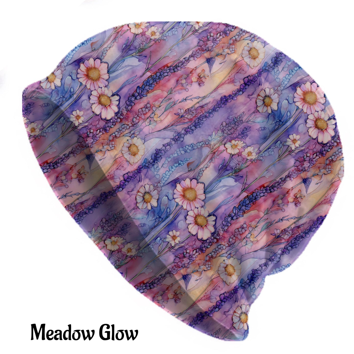 Floral Art Slouchy Beanie – Thin Stretchy Lightweight Skull Cap for Men and Women in Multiple Pattern Options