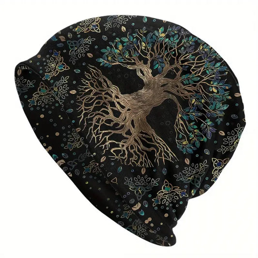 Tree of Life Pattern Beanie Cap | Fashion Bonnet Hat for Men and Women