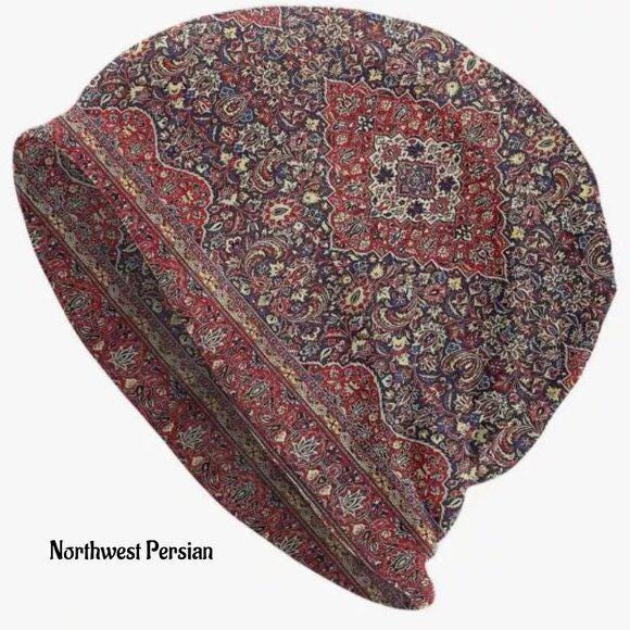 Thin Slouchy Beanies Boho Beanie Bohemian Caps Skull Cap Boho Hats Lightweight Bonnet Hippie Hat Flower Print Hats and Beanies Oversized