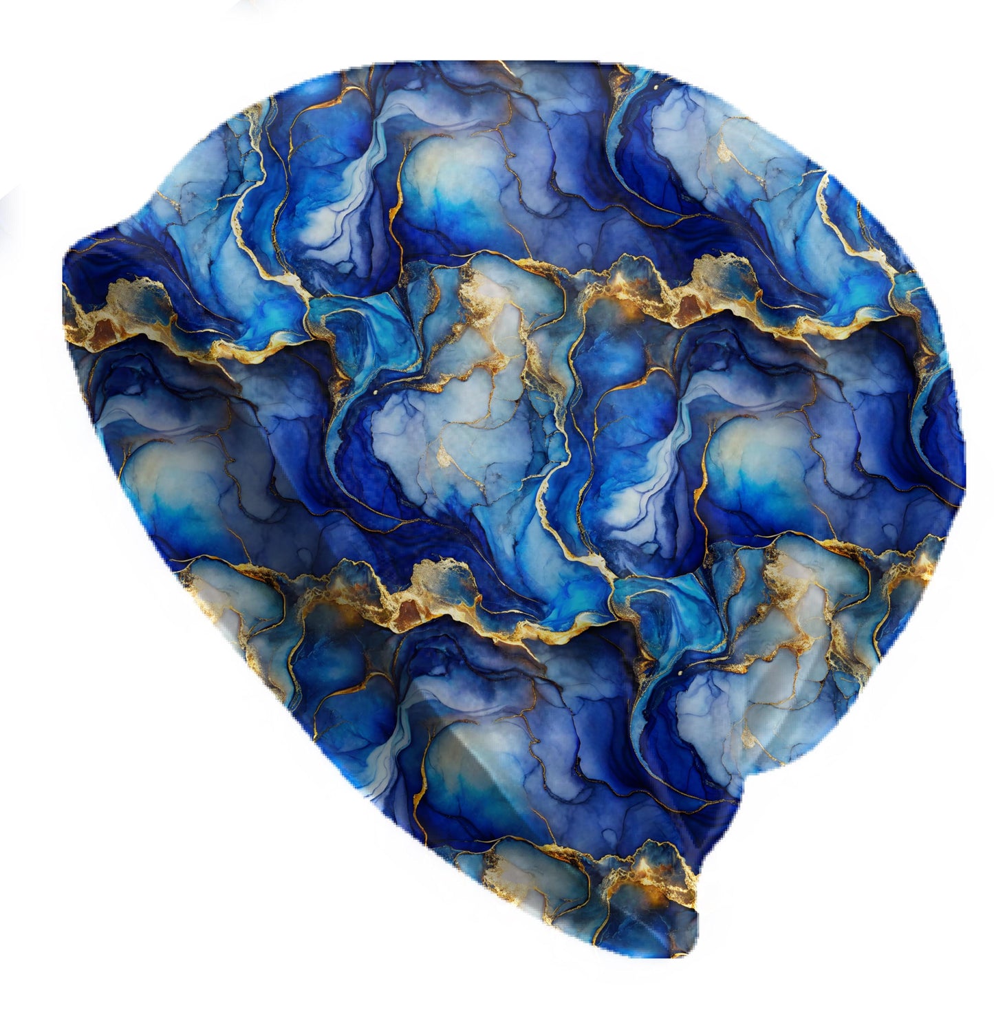 Oceanfire Indigo Slouchy Beanie – Thin Stretchy Lightweight Skull Cap for Men and Women in Deep Blue Marble Waves