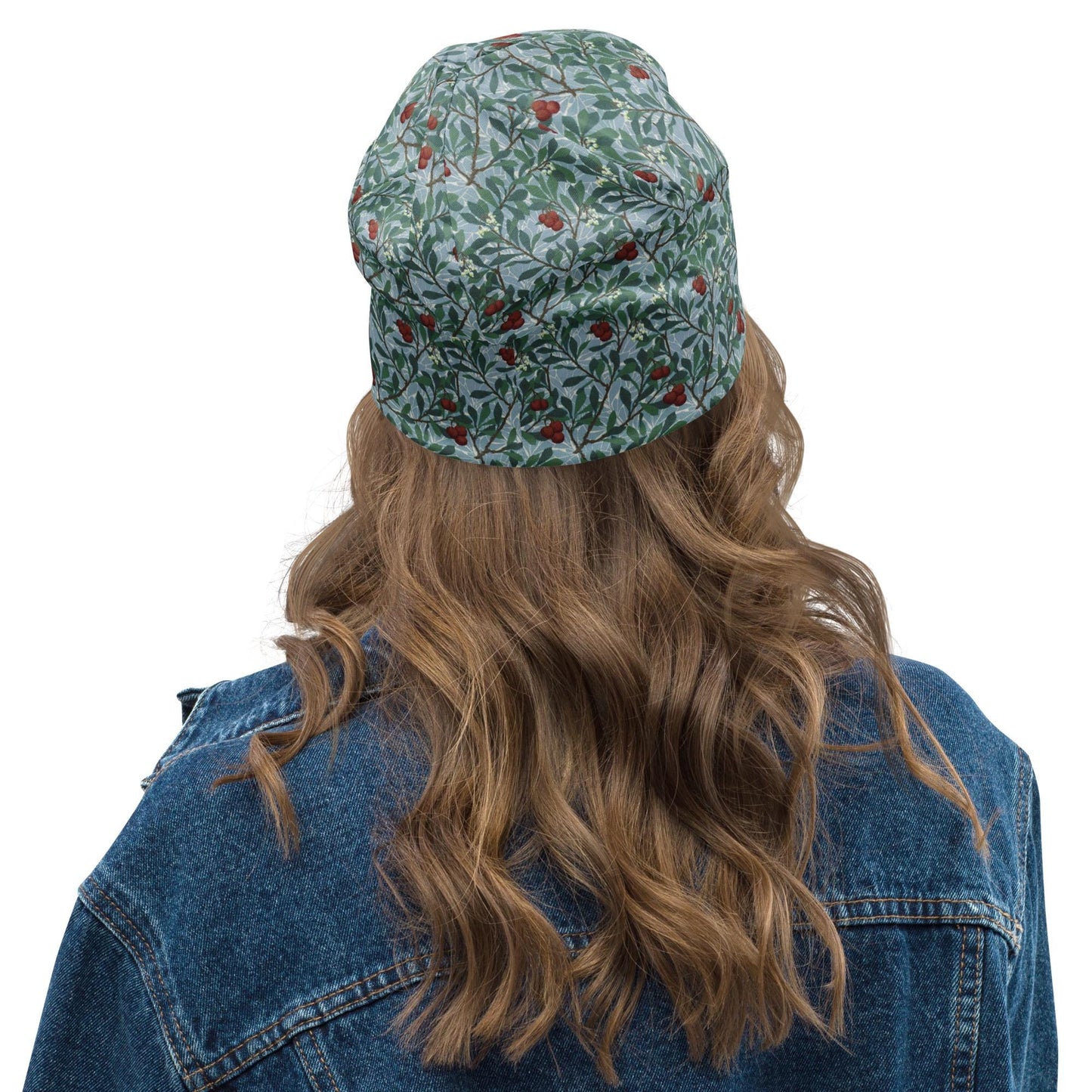 William Morris Arbutus Beanie – Vintage Botanical Berry & Leaf Slouchy Hat – Thin Soft Made to Order Women’s Hat, Men’s Beanie