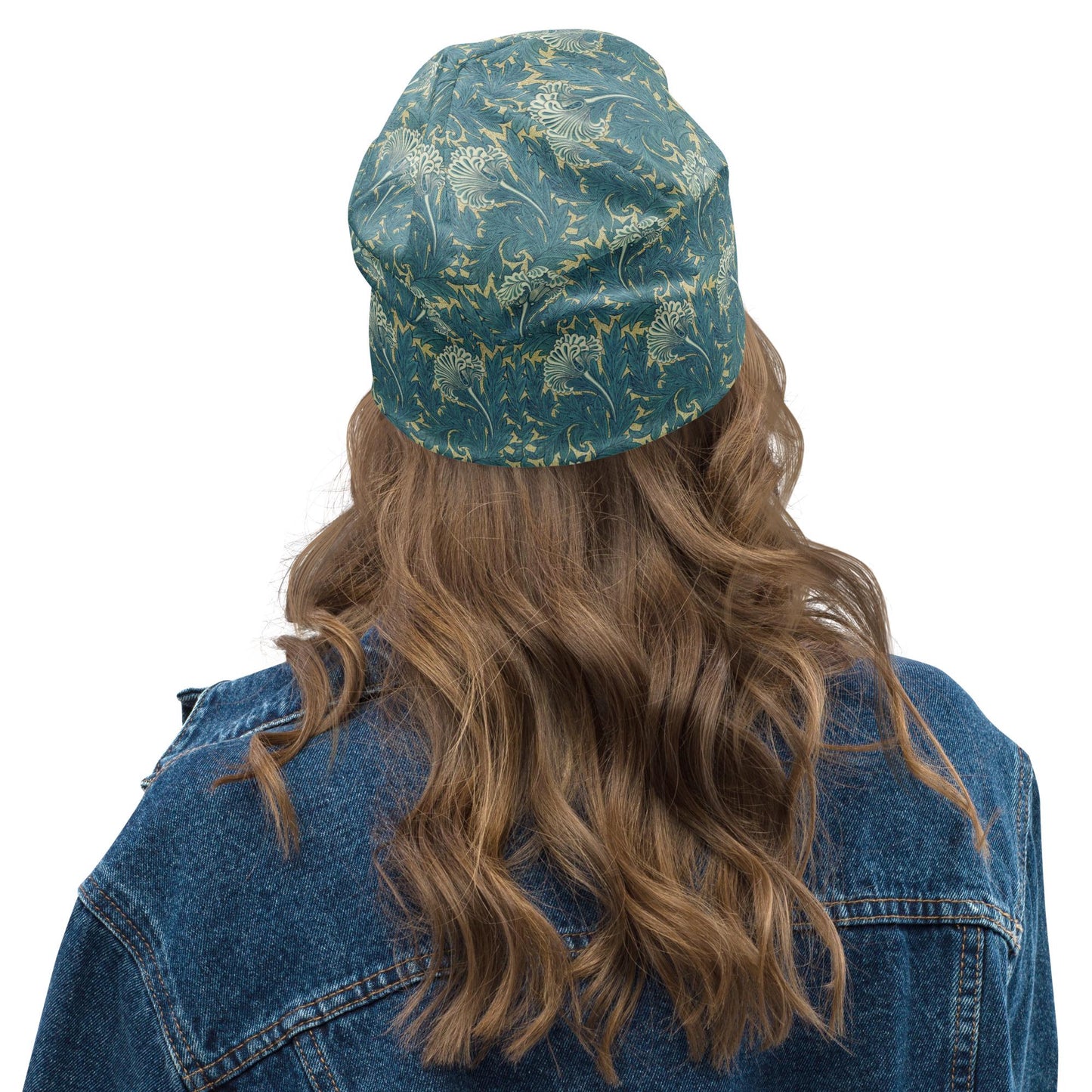 Tulip William Morris Beanie – Vintage Floral Slouch Hat, Elegant Heritage Pattern, Soft Botanical Design, Women’s Hat & Men’s Beanie
