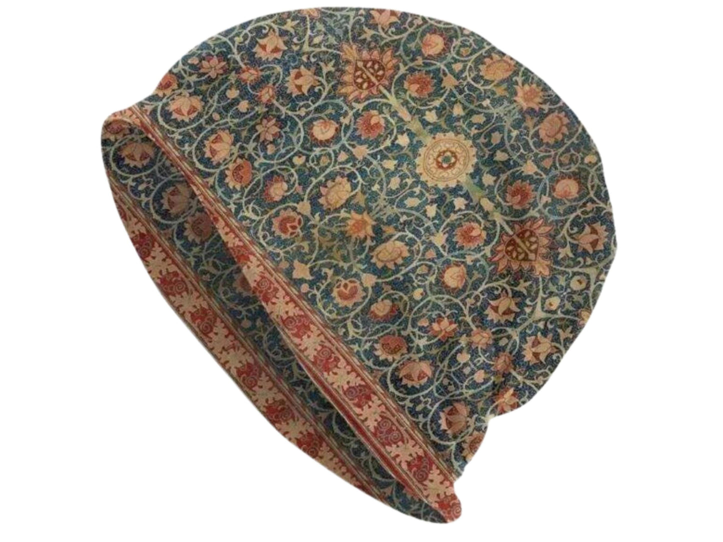 Mens Beanie Womens Floral Pattern Summer Hat Beanie Headwear Lightweight Beanie Skull Cap Bonnet Vintage Style Skully Wildflowers Red Green