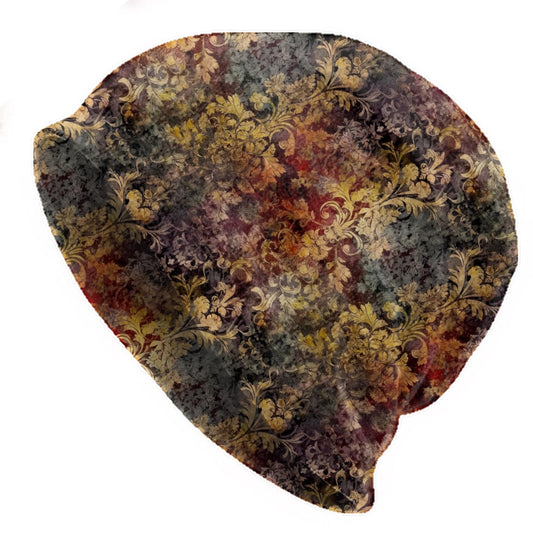 Vintage Multicolor Baroque Damask Slouchy Beanie – Soft Lightweight Skull Cap, Thin Bonnet Hat for Men & Women, Retro Ornate Pattern