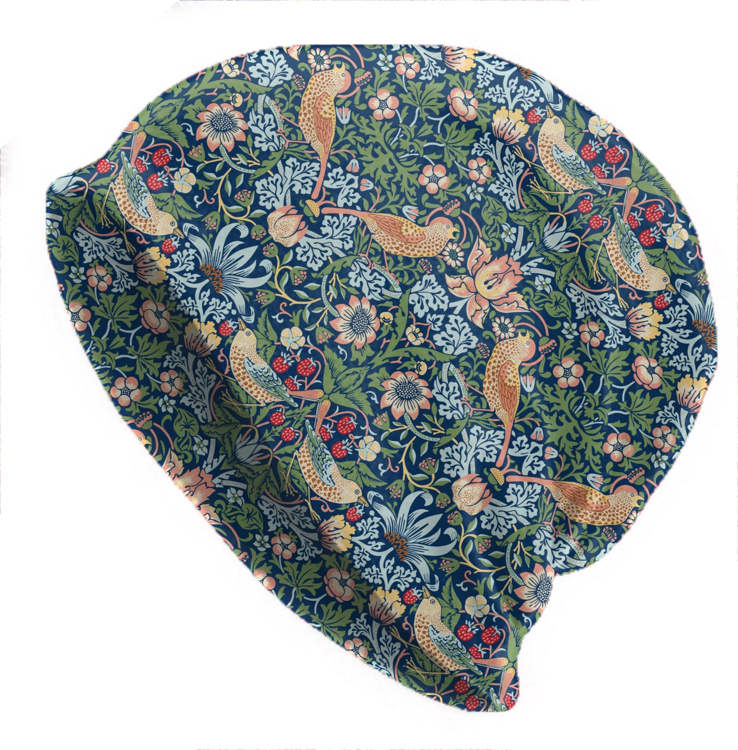 William Morris Strawberry Thief Slouchy Beanie – Soft Double-Layer Bonnet Skull Cap for Men & Women, Lightweight Stretchy Hat