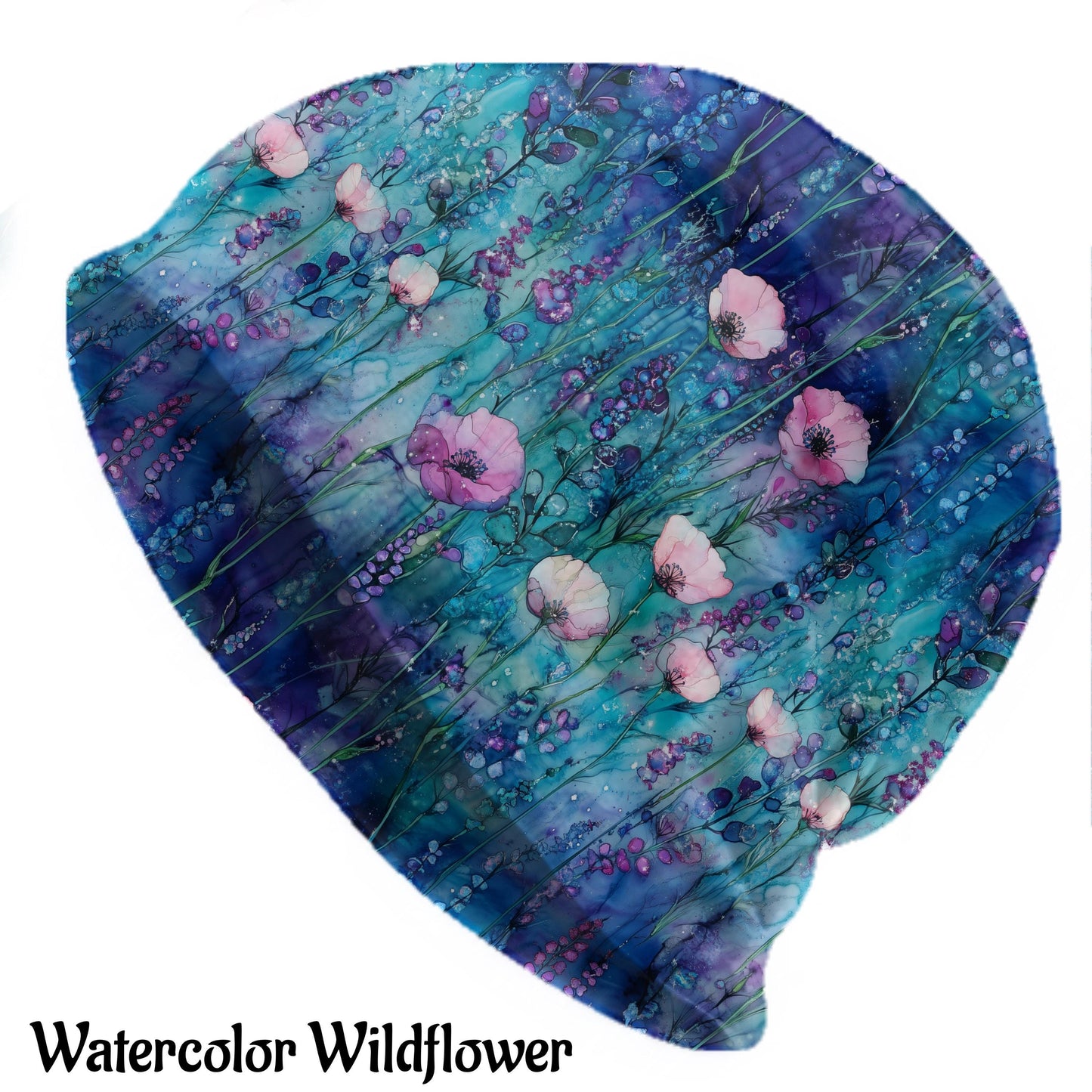 Floral Art Slouchy Beanie – Thin Stretchy Lightweight Skull Cap for Men and Women in Multiple Pattern Options