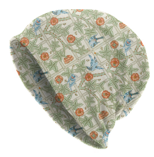 William Morris Bird & Rose Beanie – Vintage Trellis Floral Botanical Slouchy Hat – Thin Soft Made to Order Women’s Hat, Men’s Beanie