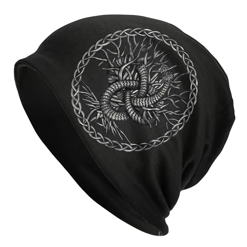 Stylish Viking Compass Beanie | Unisex Tree of Life Slouchy Bonnet Ski Cap | Soft, Thin, Warm, and Breathable Skullies & Beanies for Men and Women