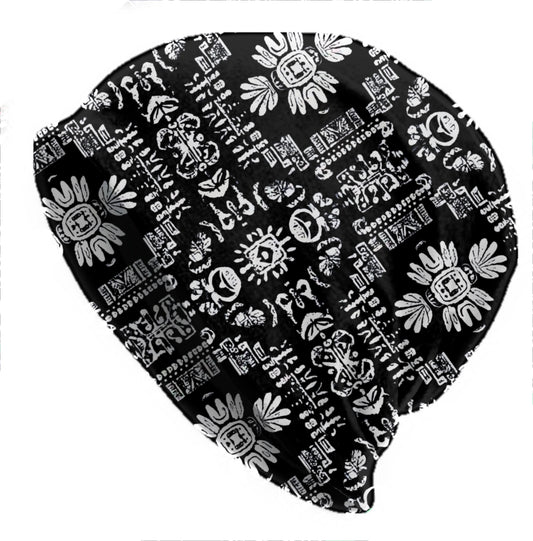 Indian Motif Inspired Slouchy Beanie – Soft Lightweight Double-Layer Bonnet Skull Cap for Men and Women – Boho Ethnic Print