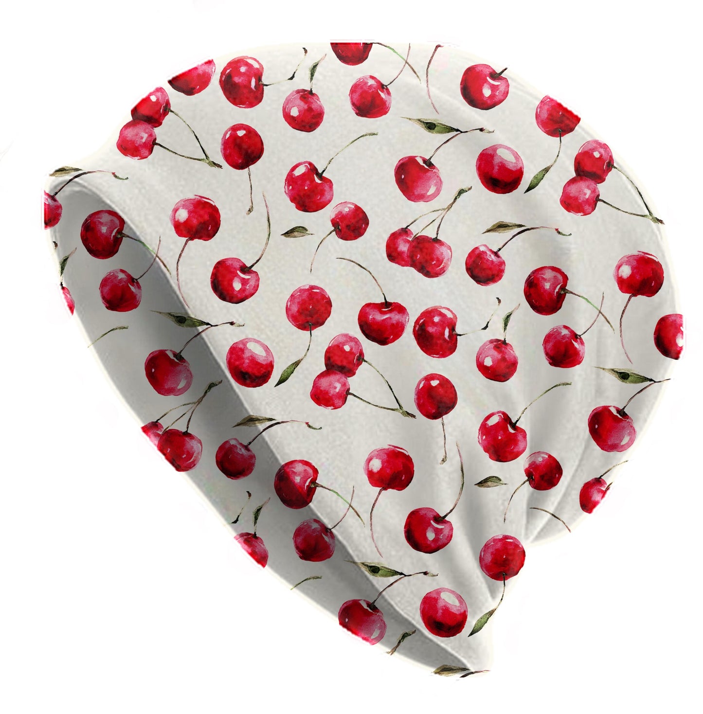 Cherry Watercolor Slouchy Beanie – Thin Stretchy Lightweight Skull Cap for Men and Women