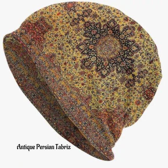 Thin Slouchy Beanies Boho Beanie Bohemian Caps Skull Cap Boho Hats Lightweight Bonnet Hippie Hat Flower Print Hats and Beanies Oversized