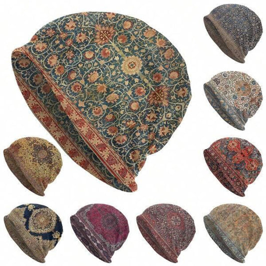 Thin Slouchy Beanies Boho Beanie Bohemian Caps Skull Cap Boho Hats Lightweight Bonnet Hippie Hat Flower Print Hats and Beanies Oversized