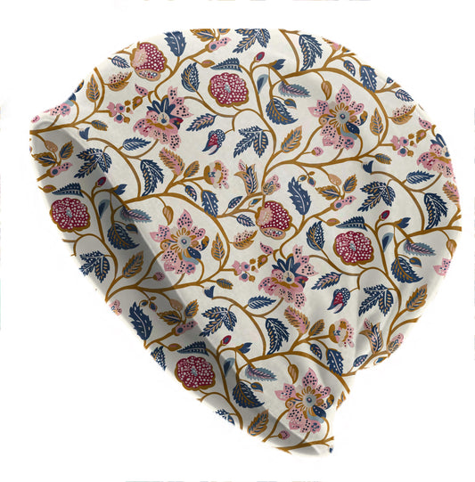 Pomegranate Floral Slouchy Beanie – Vintage Botanical Folk Art Skull Cap, Soft Breathable Beanie Hat for Men & Women
