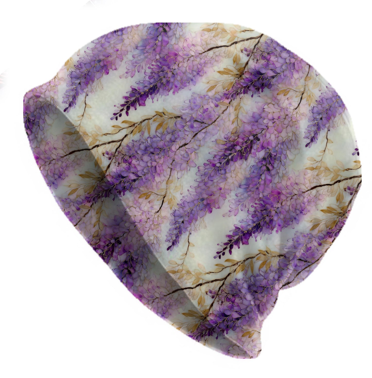 Lavender Wisteria Slouchy Beanie – Thin Stretchy Lightweight Skull Cap for Men and Women in Soft Violet Cascades