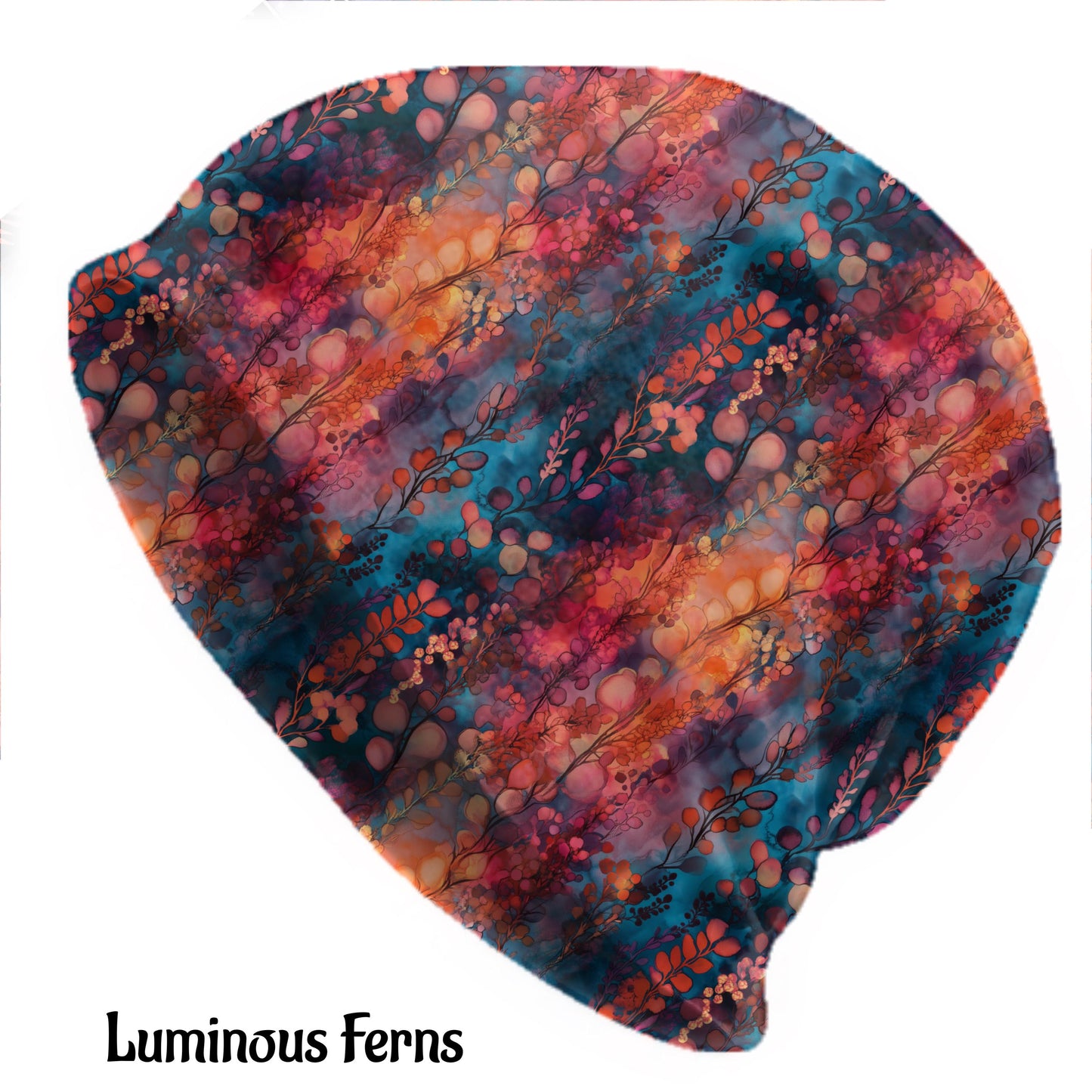 Floral Art Slouchy Beanie – Thin Stretchy Lightweight Skull Cap for Men and Women in Multiple Pattern Options