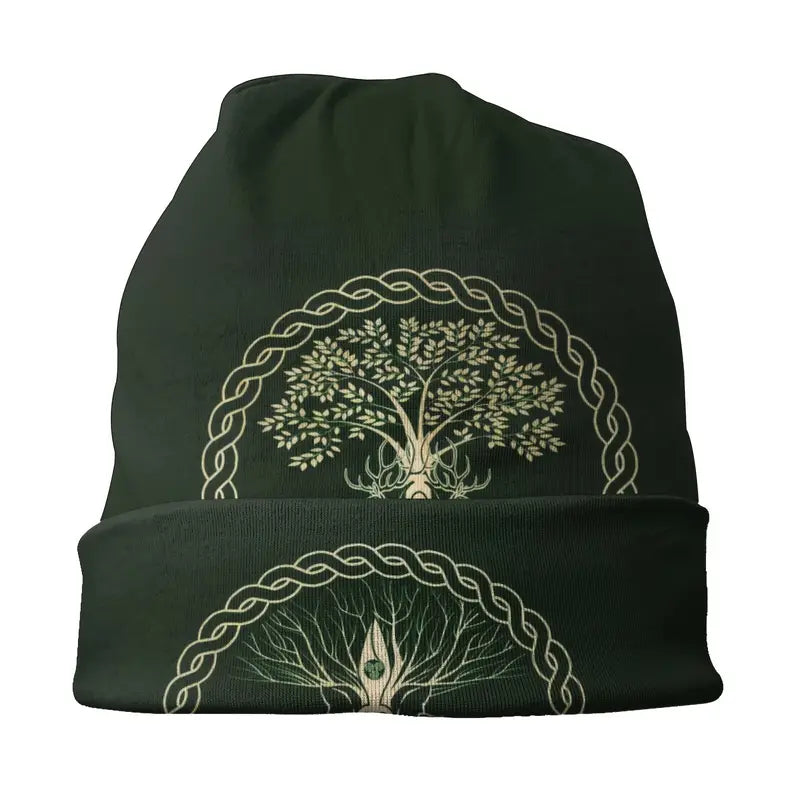 Stylish Viking Compass Beanie | Unisex Tree of Life Slouchy Bonnet Ski Cap | Soft, Thin, Warm, and Breathable Skullies & Beanies for Men and Women