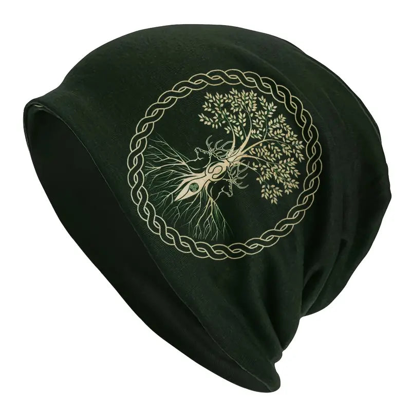 Stylish Viking Compass Beanie | Unisex Tree of Life Slouchy Bonnet Ski Cap | Soft, Thin, Warm, and Breathable Skullies & Beanies for Men and Women