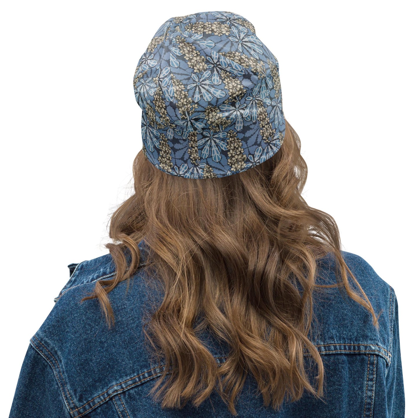 Art Nouveau Chestnut Tree Beanie – Maurice Pillard Verneuil Style Floral Slouch Hat, Blue Vintage Botanical Cap, Women’s Hat & Men’s Beanie