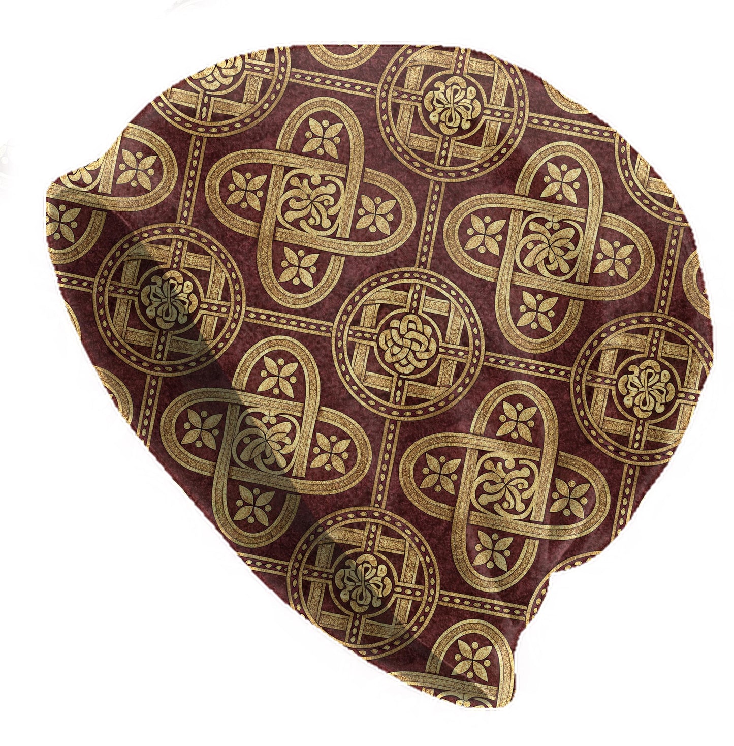 Celtic Burgundy Gold Slouchy Beanie – Thin Lightweight Soft Skull Cap for Men and Women