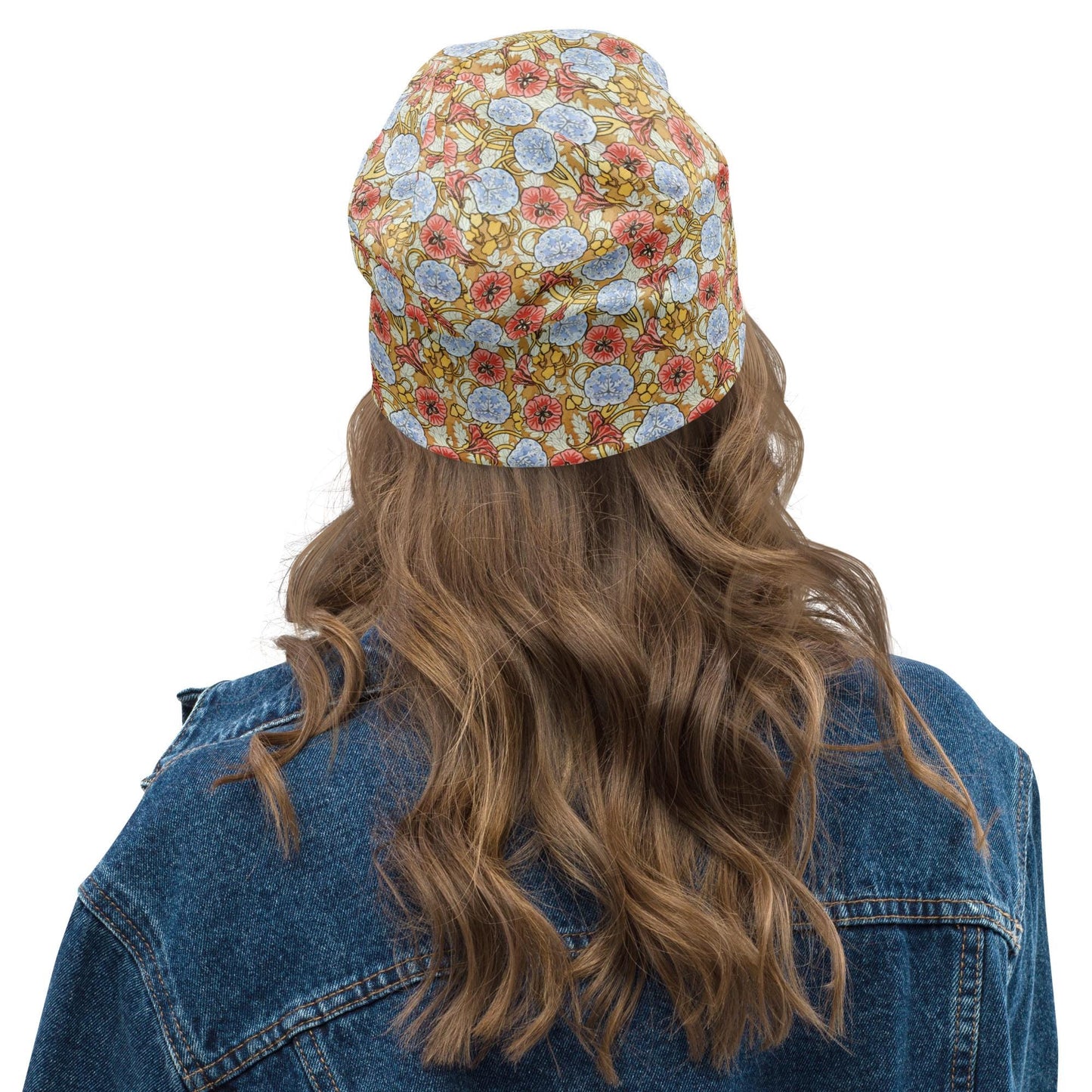 Art Nouveau Capucine Beanie – Maurice Pillard Verneuil Style Floral Slouch Hat, Pastel Vintage Print Cap, Women’s Hat & Men’s Beanie