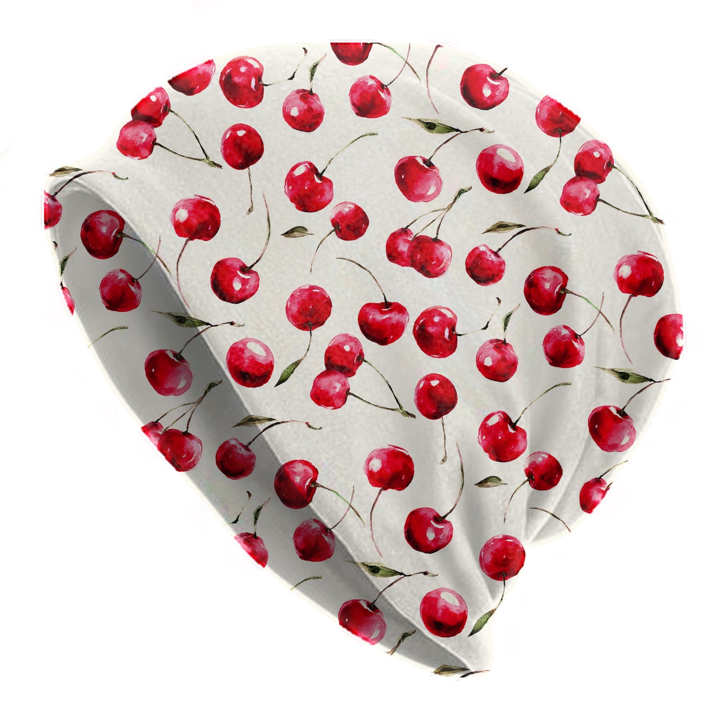 Cherry Watercolor Slouchy Beanie – Thin Stretchy Lightweight Skull Cap for Men and Women