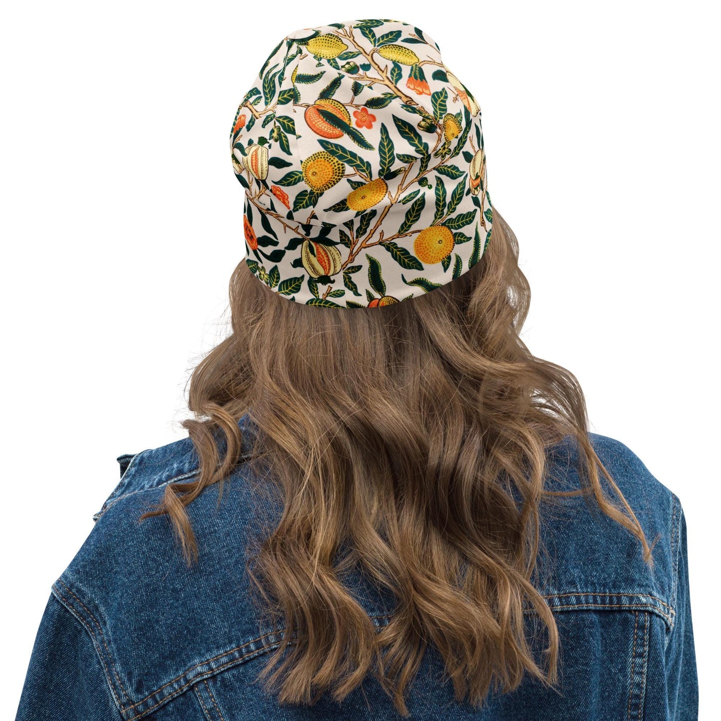 William Morris Lemon Tree Beanie – Vintage Botanical Fruit Slouchy Hat in Yellow & Green – Thin Soft Made to Order Women’s Hat, Men’s Beanie
