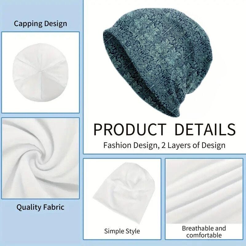 Slouchy Beanies Boho Beanie Bohemian Skull Cap Thin Soft Caps Boho Hats Lightweight Bonnet Hat Hippie Soft Stretchy Eagle Botanical Rabbit