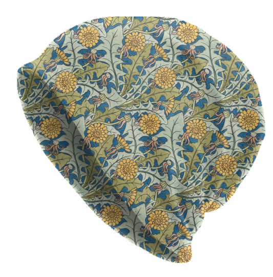William Morris Dandelion Beanie – Vintage Floral Slouch Hat, Botanical Lightweight Cap, Soft Cozy Beanie for Women & Men