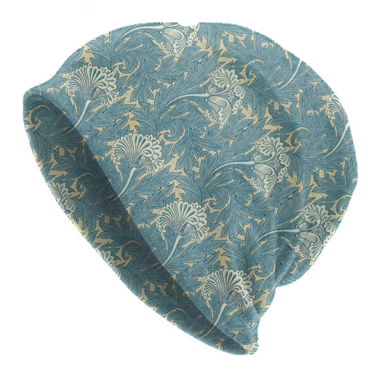 Tulip William Morris Beanie – Vintage Floral Slouch Hat, Elegant Heritage Pattern, Soft Botanical Design, Women’s Hat & Men’s Beanie