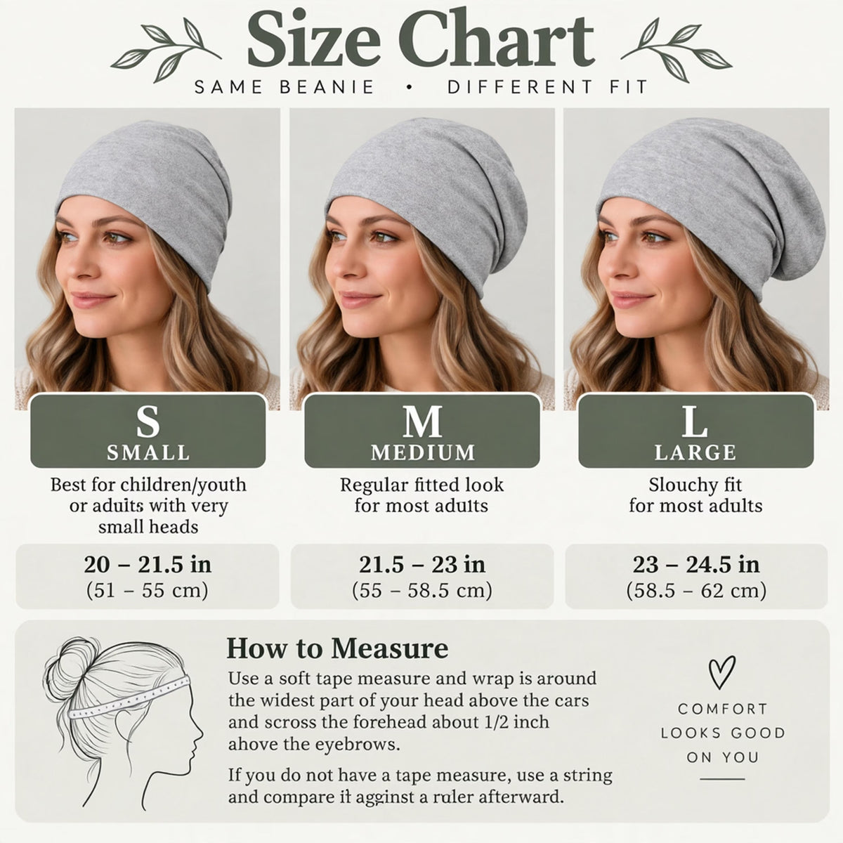 Botanical Beanie, William Morris Eagle and Rabbit Print, Muted Blue Slouchy Fit
